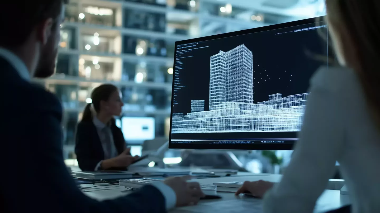 BIM model viewed on a laptop, in dTwin context.